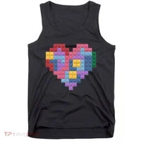 Valentines Day Blocks Pixelated Heart Bricks Tank Top thumb 0