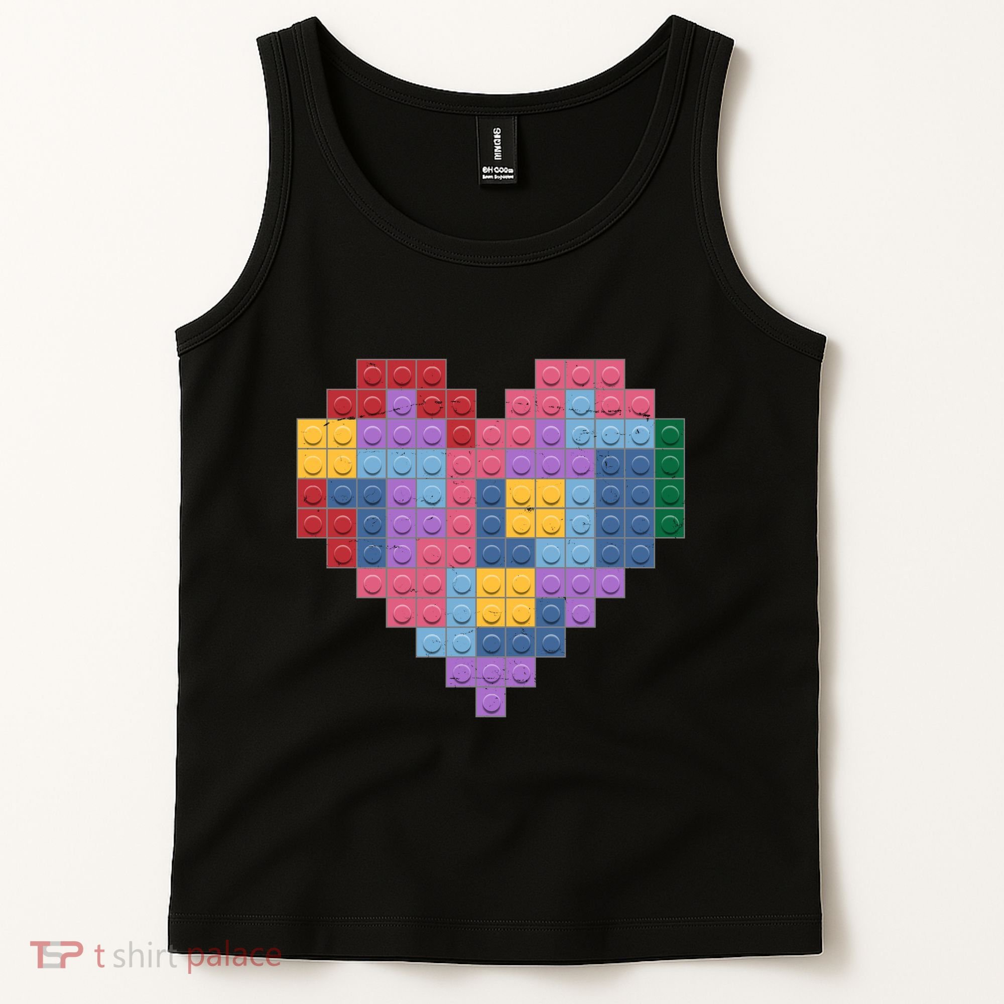Valentines Day Blocks Pixelated Heart Bricks Tank Top