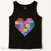 Valentines Day Blocks Pixelated Heart Bricks Tank Top thumb 2