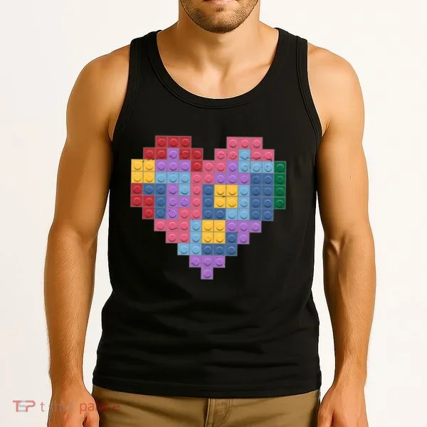 Valentines Day Blocks Pixelated Heart Bricks Tank Top