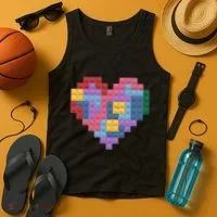 Valentines Day Blocks Pixelated Heart Bricks Tank Top thumb 4