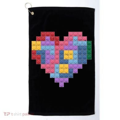 Valentines Day Blocks Pixelated Heart Bricks Golf Towel
