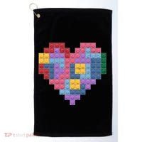 Valentines Day Blocks Pixelated Heart Bricks Golf Towel thumb 0