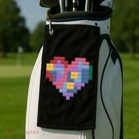 Valentines Day Blocks Pixelated Heart Bricks Golf Towel thumb 2