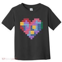 Valentines Day Blocks Pixelated Heart Bricks Toddler T-Shirt thumb 0