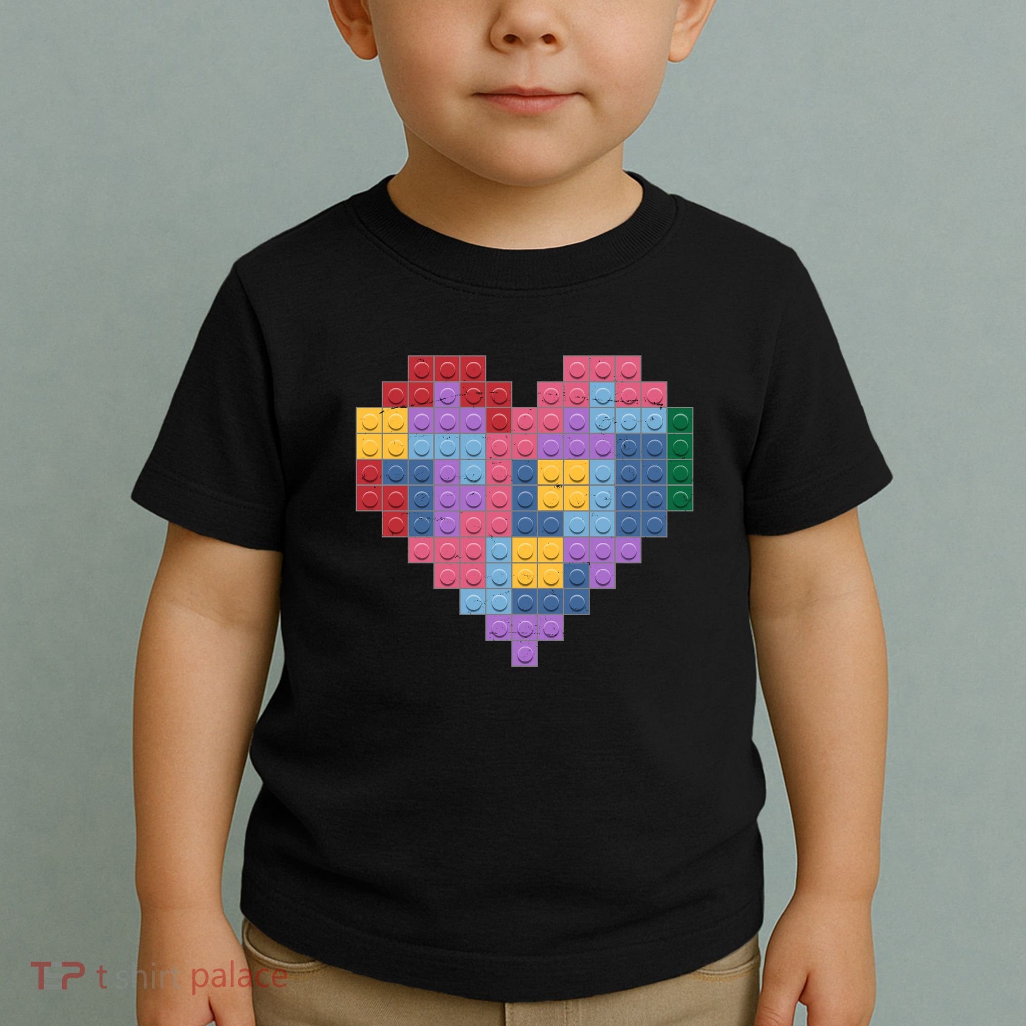 Valentines Day Blocks Pixelated Heart Bricks Toddler T-Shirt