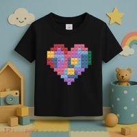 Valentines Day Blocks Pixelated Heart Bricks Toddler T-Shirt thumb 3