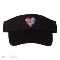 Valentines Day Blocks Pixelated Heart Bricks Visor thumb 0