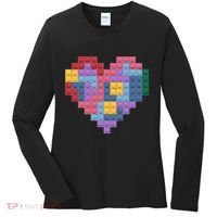 Valentines Day Blocks Pixelated Heart Bricks Women's Long Sleeve Shirt thumb 0