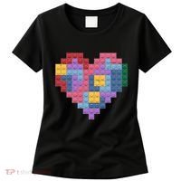 Valentines Day Blocks Pixelated Heart Bricks Women's T-Shirt thumb 0