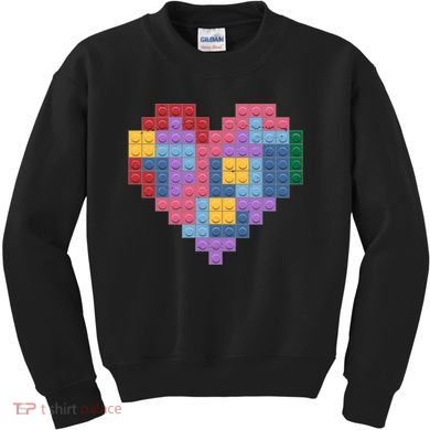 Valentines Day Blocks Pixelated Heart Bricks Kids Sweatshirt