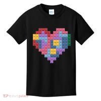 Valentines Day Blocks Pixelated Heart Bricks Kids T-Shirt thumb 0