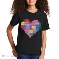 Valentines Day Blocks Pixelated Heart Bricks Kids T-Shirt thumb 2