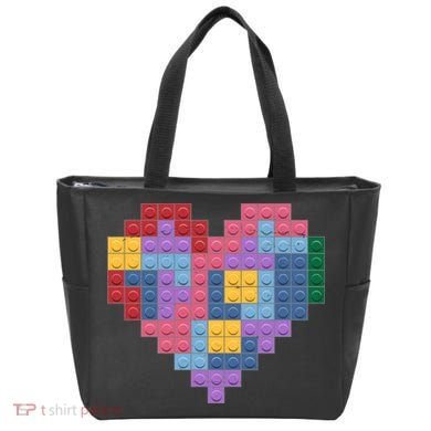 Valentines Day Blocks Pixelated Heart Bricks Tote Bag