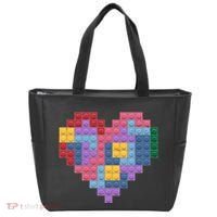 Valentines Day Blocks Pixelated Heart Bricks Tote Bag thumb 0