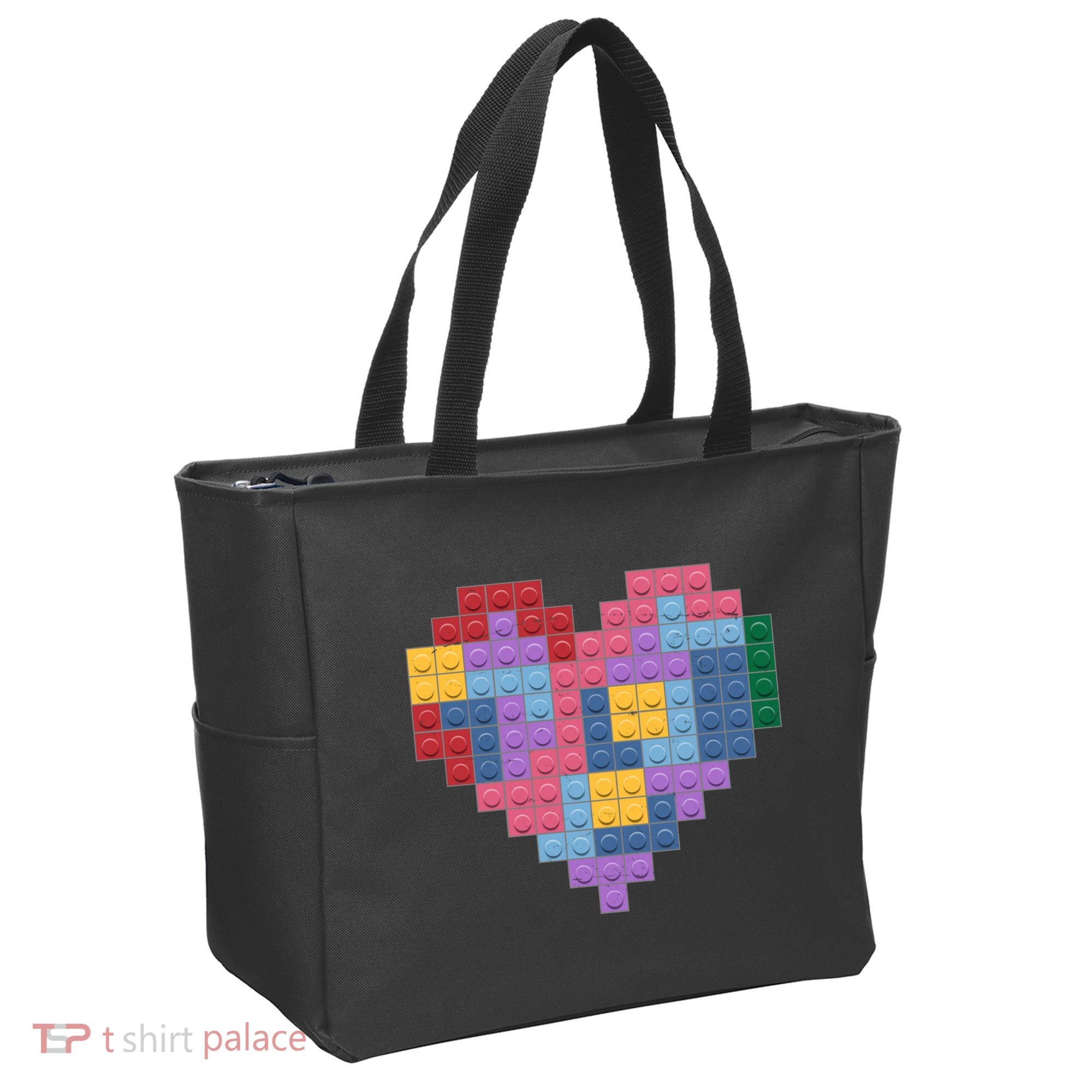 Valentines Day Blocks Pixelated Heart Bricks Tote Bag