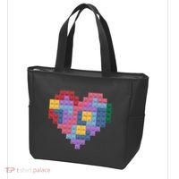 Valentines Day Blocks Pixelated Heart Bricks Tote Bag thumb 3