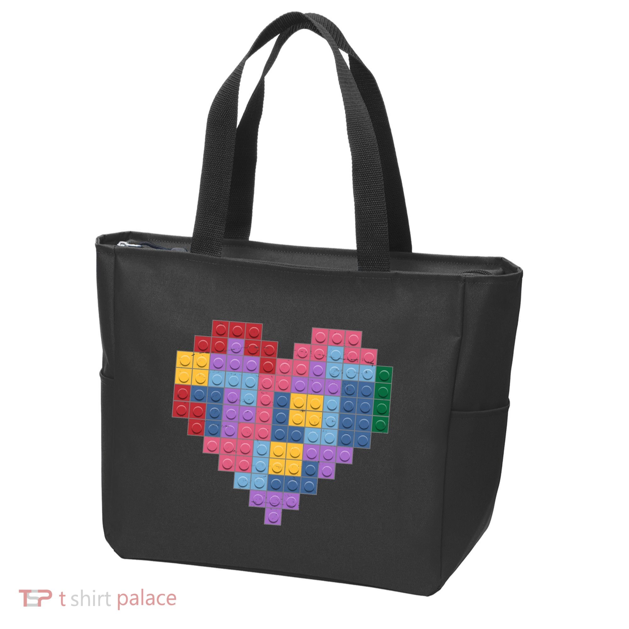 Valentines Day Blocks Pixelated Heart Bricks Tote Bag