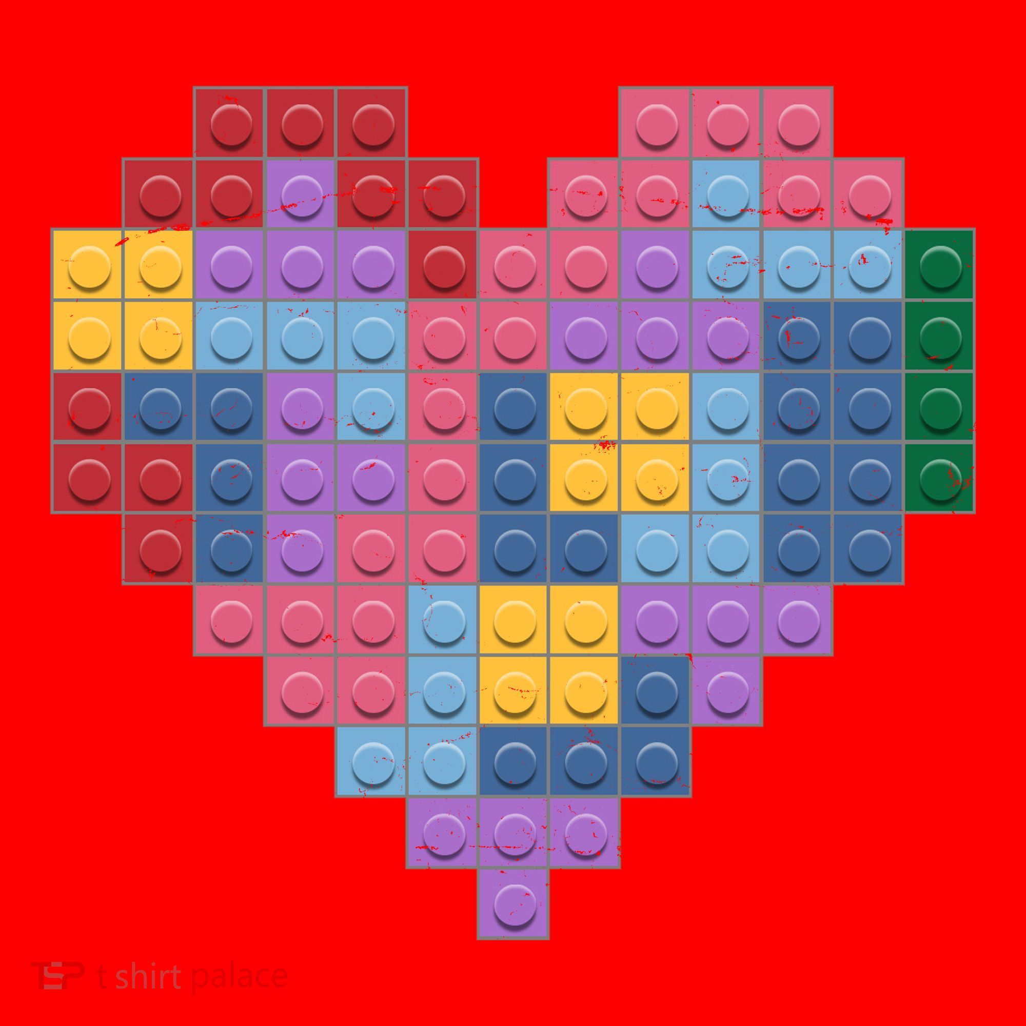 Valentines Day Blocks Pixelated Heart Bricks Santa Hat