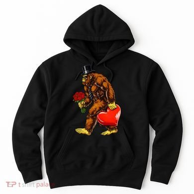 Valentines Day Bigfoot Sasquatch Lover Hoodie