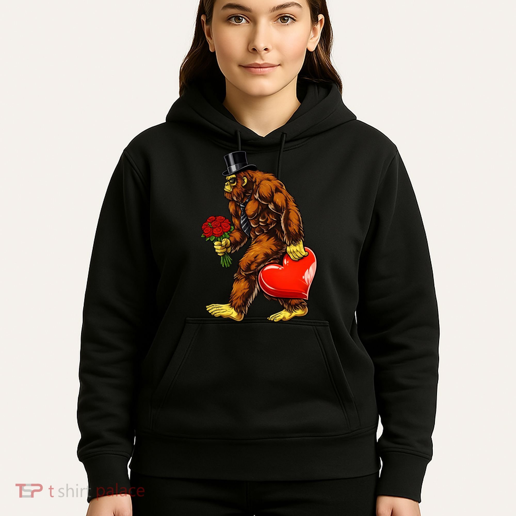 Valentines Day Bigfoot Sasquatch Lover Hoodie