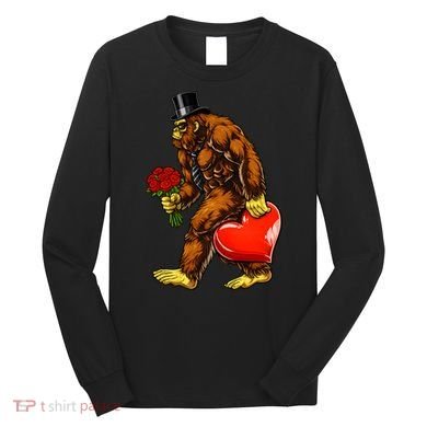 Valentines Day Bigfoot Sasquatch Lover Long Sleeve Shirt