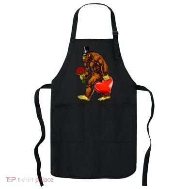 Valentines Day Bigfoot Sasquatch Lover Apron