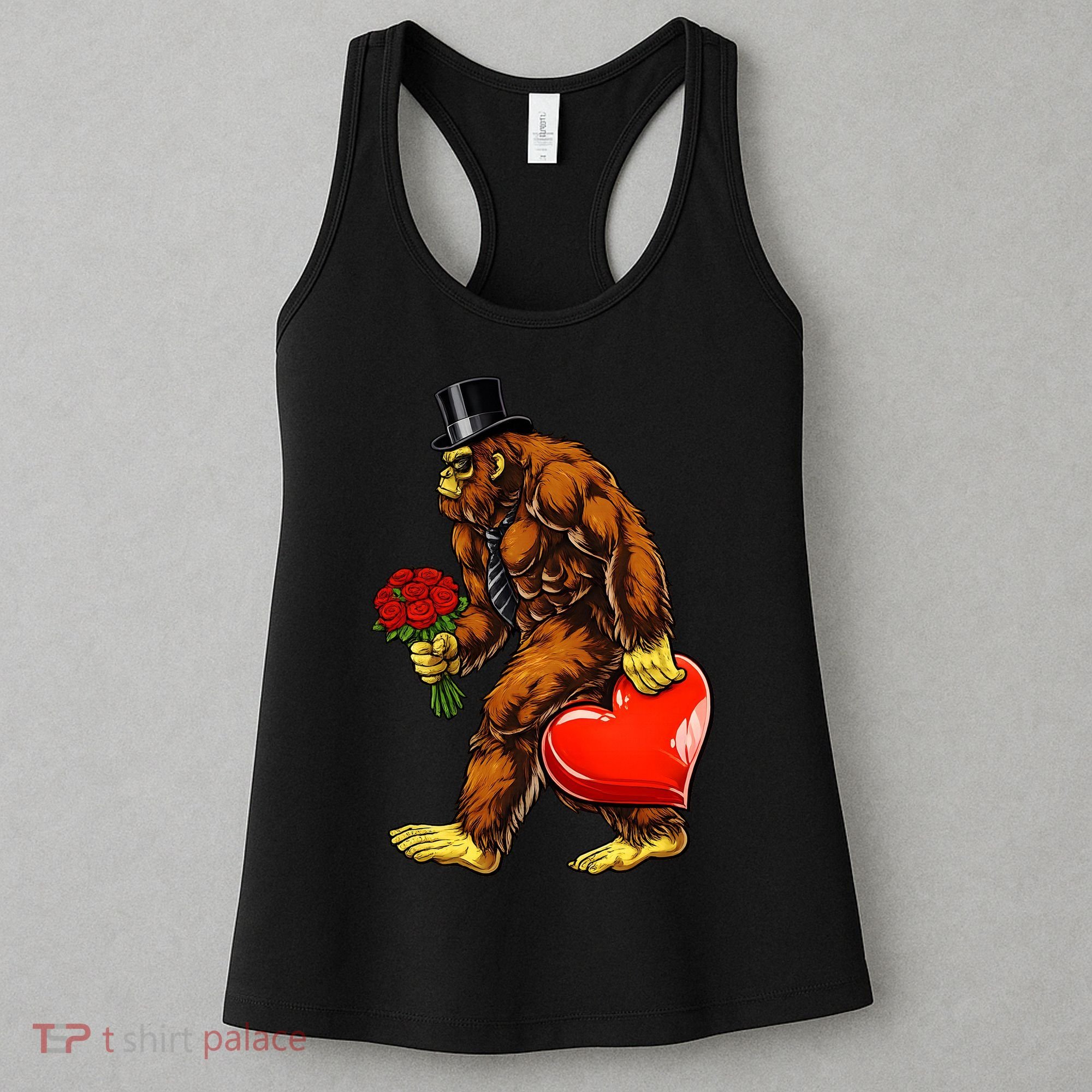 Valentines Day Bigfoot Sasquatch Lover Women's Tank Top