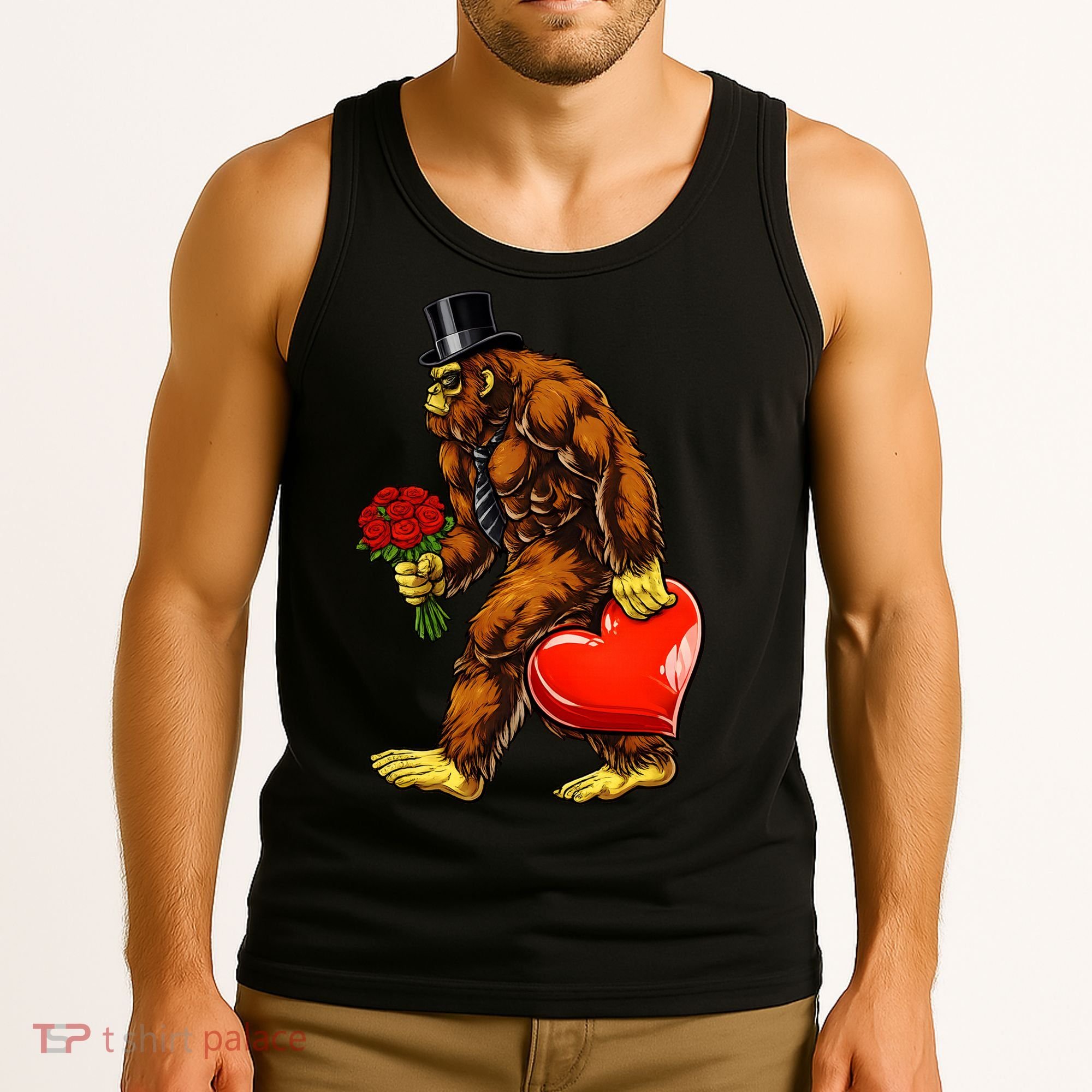 Valentines Day Bigfoot Sasquatch Lover Tank Top