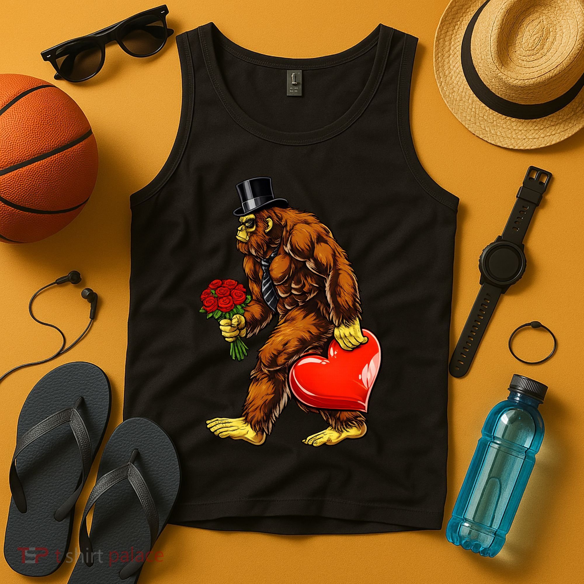 Valentines Day Bigfoot Sasquatch Lover Tank Top