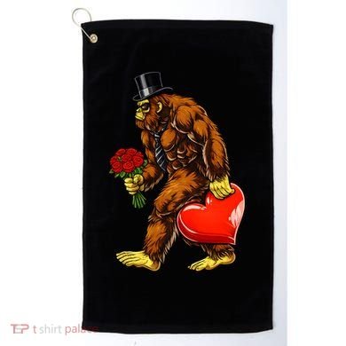 Valentines Day Bigfoot Sasquatch Lover Golf Towel