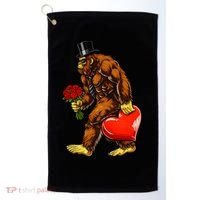 Valentines Day Bigfoot Sasquatch Lover Golf Towel thumb 0