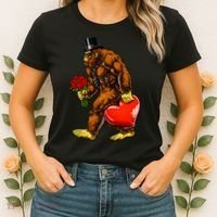 Valentines Day Bigfoot Sasquatch Lover Women's T-Shirt thumb 2