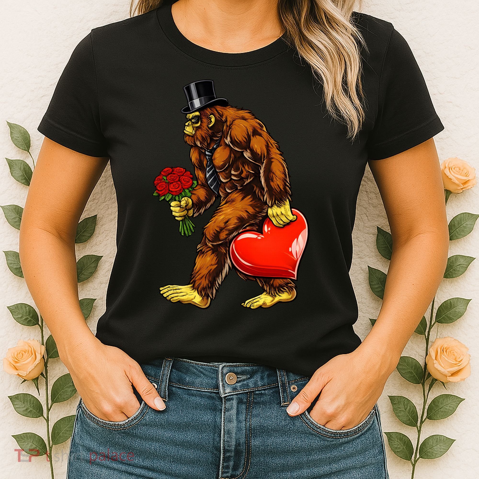 Valentines Day Bigfoot Sasquatch Lover Women's T-Shirt