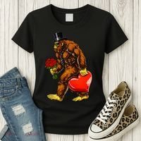 Valentines Day Bigfoot Sasquatch Lover Women's T-Shirt thumb 3