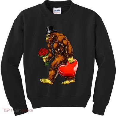 Valentines Day Bigfoot Sasquatch Lover Kids Sweatshirt