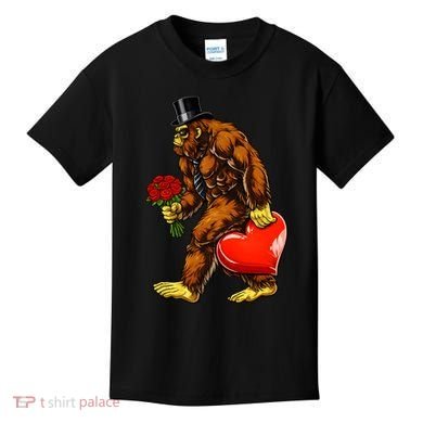 Valentines Day Bigfoot Sasquatch Lover Kids T-Shirt