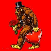 Valentines Day Bigfoot Sasquatch Lover Santa Hat thumb 1
