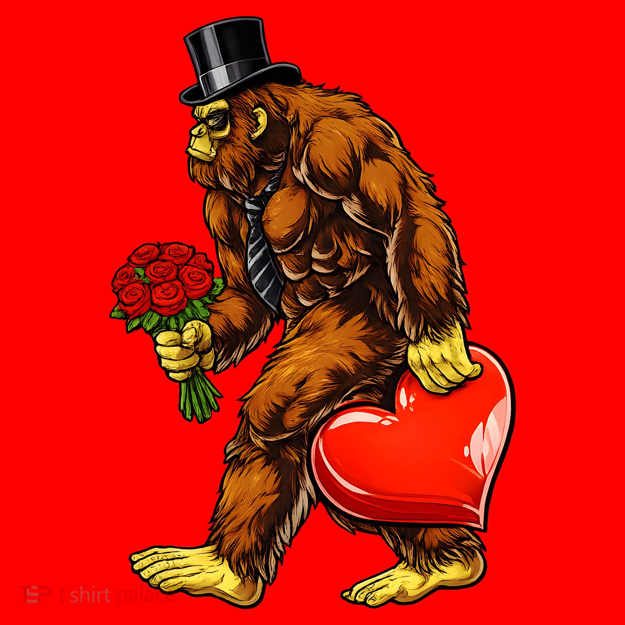 Valentines Day Bigfoot Sasquatch Lover Santa Hat