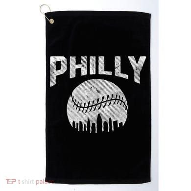 Vintage Distressed Baseball Lovers Cityscape Skyline Golf Towel