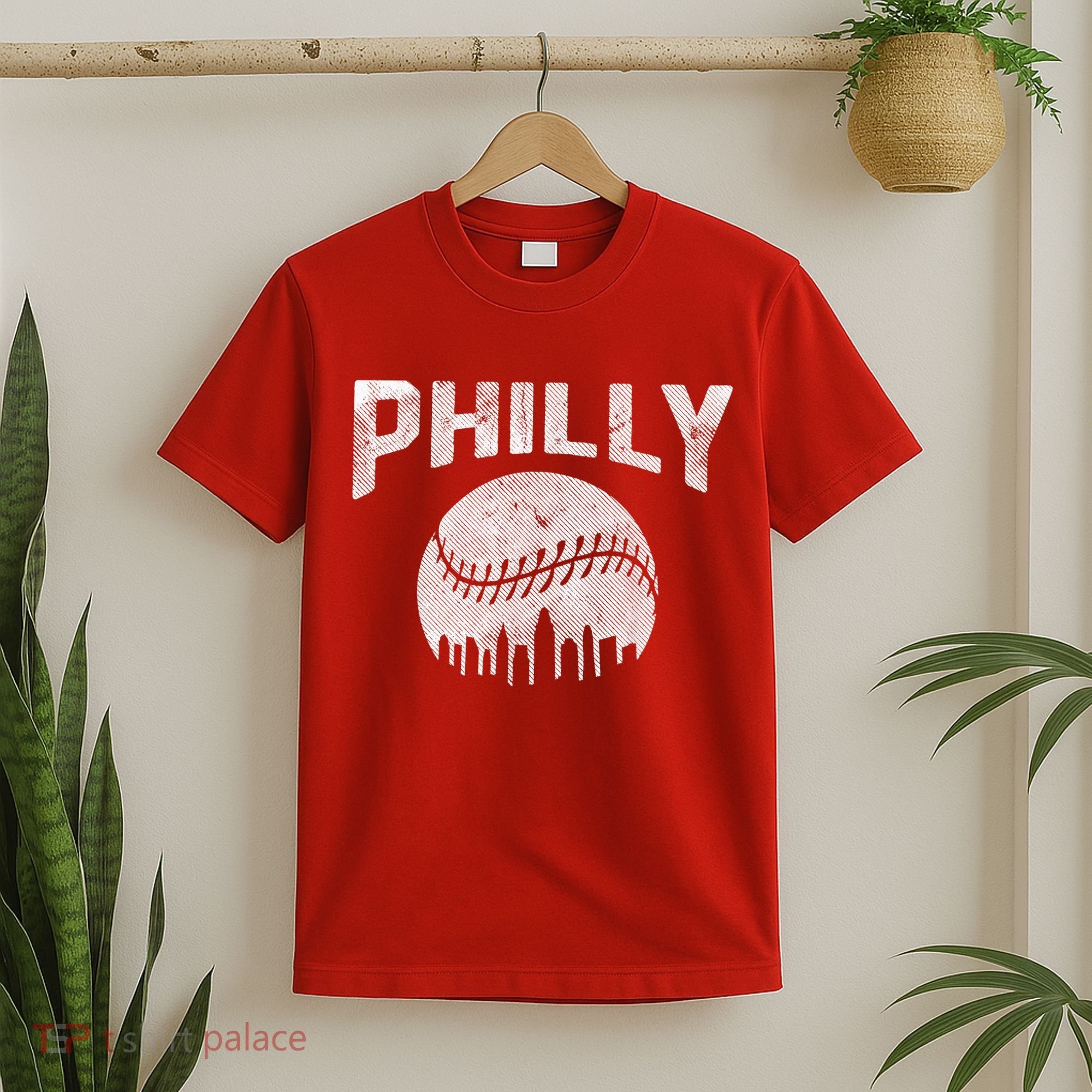 Vintage Distressed Baseball Lovers Cityscape Skyline T-Shirt