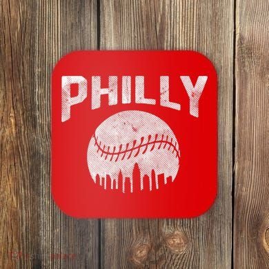 Vintage Distressed Baseball Lovers Cityscape Skyline Coaster