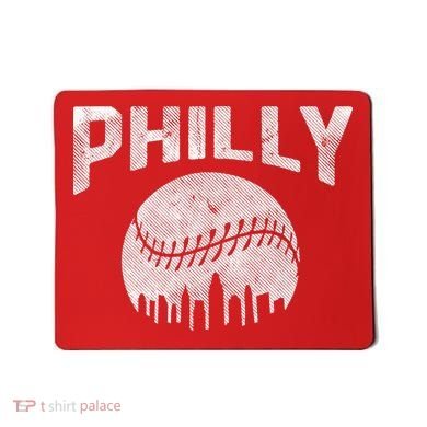 Vintage Distressed Baseball Lovers Cityscape Skyline Mousepad