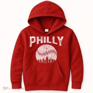 Vintage Distressed Baseball Lovers Cityscape Skyline Kids Hoodie