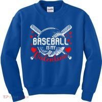 Valentines Day Baseball Is My Valentine Teenager Gift Kids Sweatshirt thumb 0
