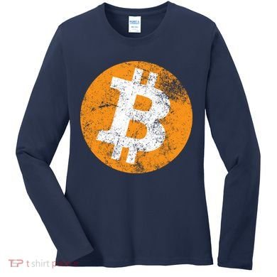 Vintage Distressed Bitcoin Logo Women's Long Sleeve Shirt
