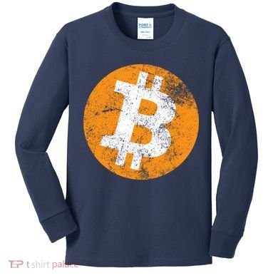 Vintage Distressed Bitcoin Logo Kids Long Sleeve Shirt