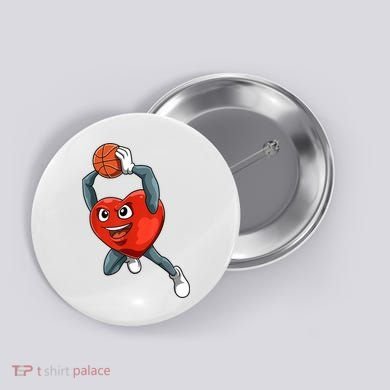 ValentineS Day Basketball Heart Basketball Valentines Button