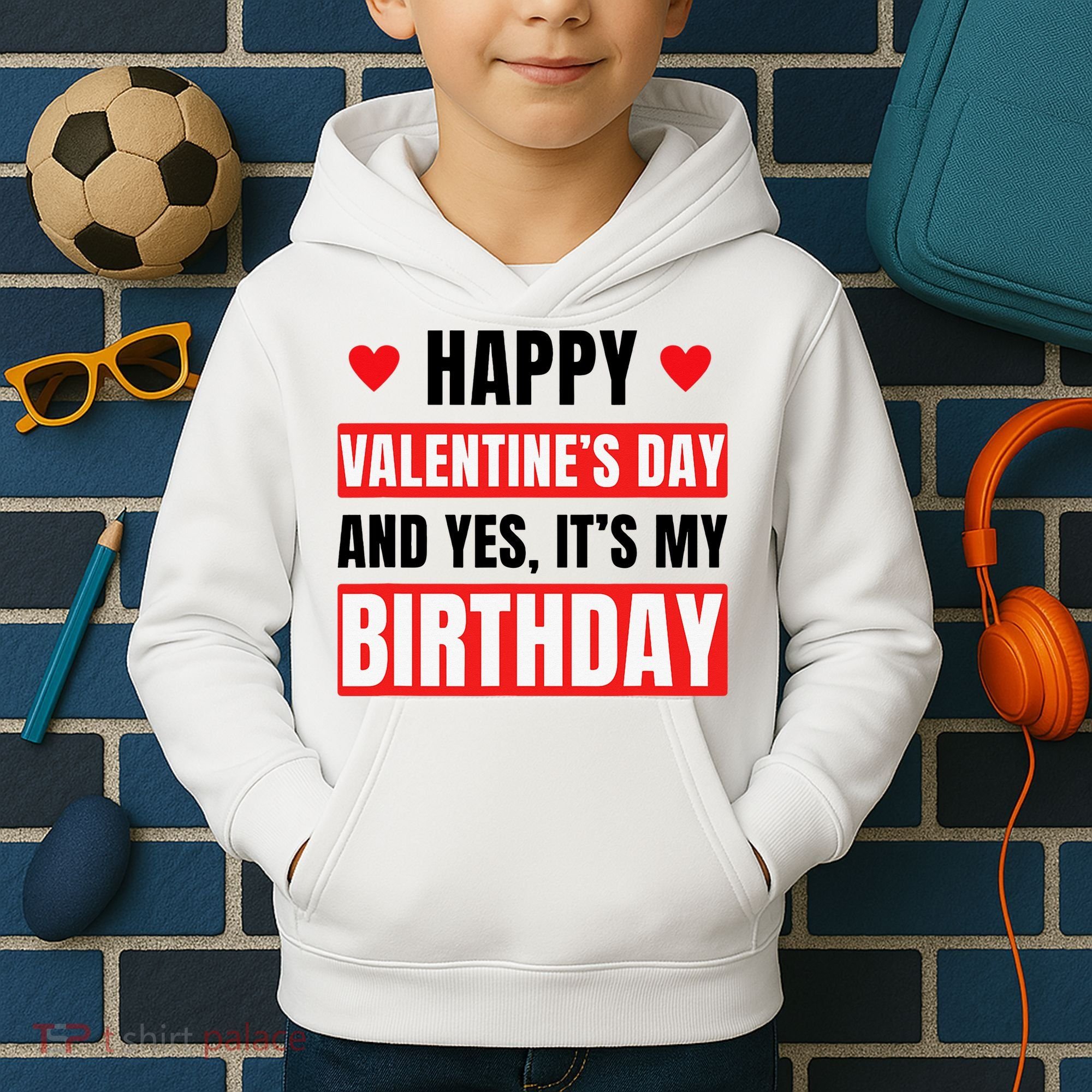 Valentine's Day Birthday Valentine Birthday Kids Hoodie