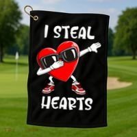 Valentines Day Cool Gift Love Dabbing Heart Great Gift Golf Towel thumb 1